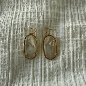 Kendra Scott White Mother-of-Pearl Gold Drop Earrings
